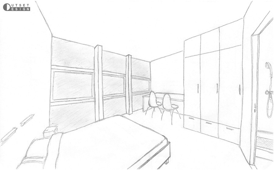 Outset Design Hand-drawn Sketches hotel room