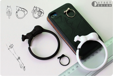 Outset Design Feline cat ring bracelet bangle armband sketches size scale comparison